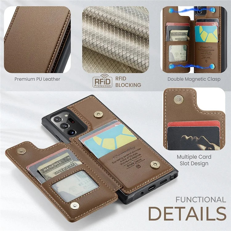 CASEME C22 Series for Samsung Galaxy Note20 Ultra / Note20 Ultra 5G Case Card Holder Phone Cover