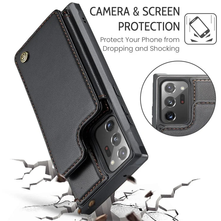 CASEME C22 Series for Samsung Galaxy Note20 Ultra / Note20 Ultra 5G Case Card Holder Phone Cover