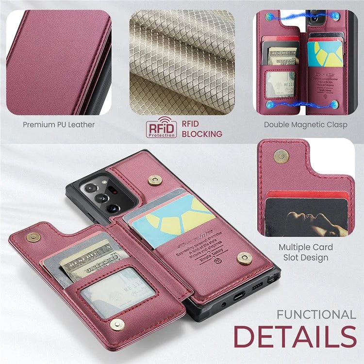 CASEME C22 Series for Samsung Galaxy Note20 Ultra / Note20 Ultra 5G Case Card Holder Phone Cover