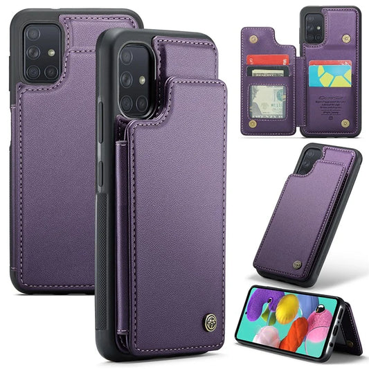 CASEME C22 Series for Samsung Galaxy A51 4G SM-A515 Case Kickstand Phone Cover with 4 Card Slots