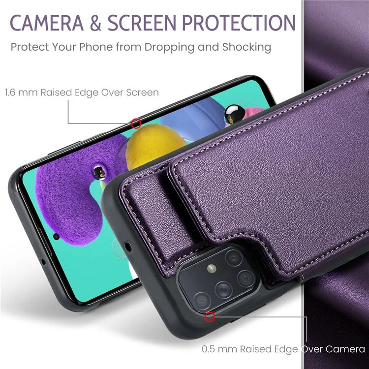 CASEME C22 Series for Samsung Galaxy A51 4G SM-A515 Case Kickstand Phone Cover with 4 Card Slots