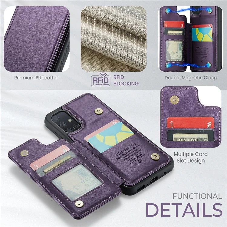 CASEME C22 Series for Samsung Galaxy A51 4G SM-A515 Case Kickstand Phone Cover with 4 Card Slots