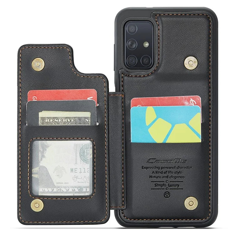 CASEME C22 Series for Samsung Galaxy A51 4G SM-A515 Case Kickstand Phone Cover with 4 Card Slots