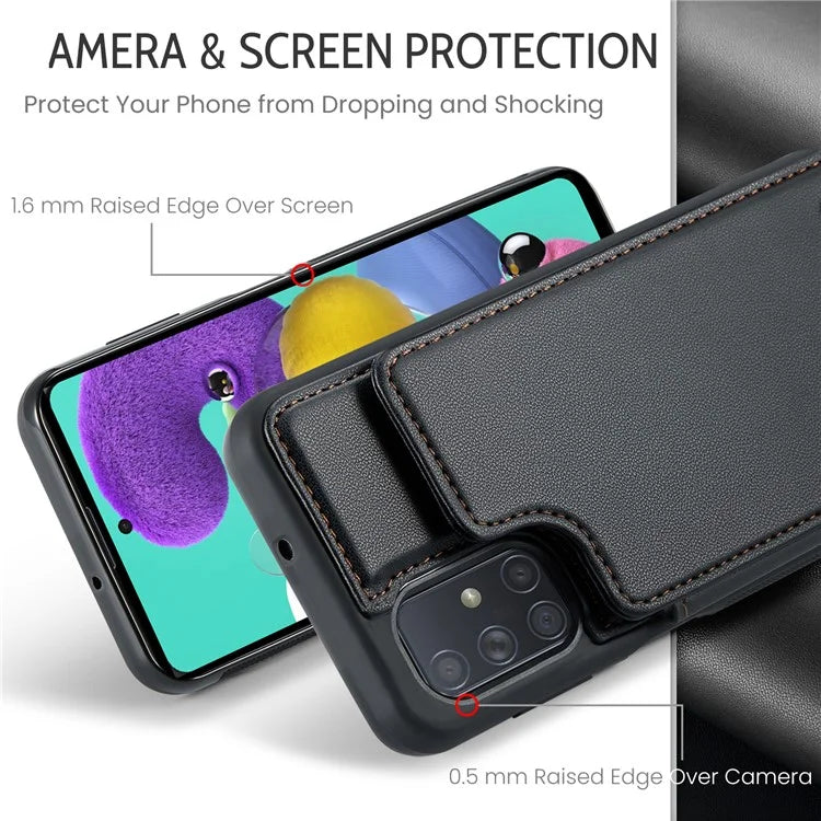 CASEME C22 Series for Samsung Galaxy A51 4G SM-A515 Case Kickstand Phone Cover with 4 Card Slots