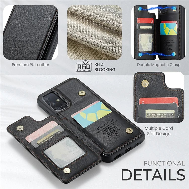 CASEME C22 Series for Samsung Galaxy A51 4G SM-A515 Case Kickstand Phone Cover with 4 Card Slots