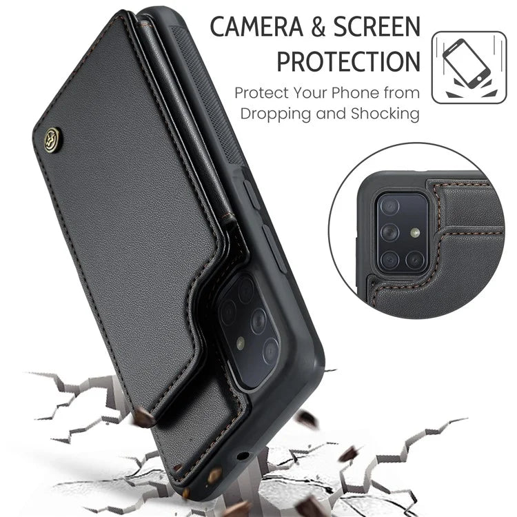 CASEME C22 Series for Samsung Galaxy A51 4G SM-A515 Case Kickstand Phone Cover with 4 Card Slots