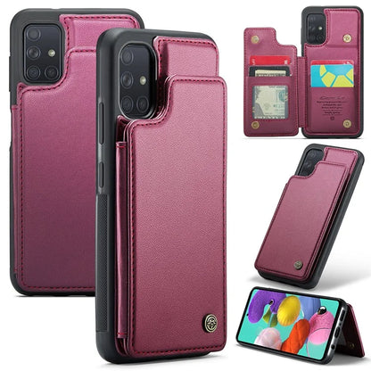 CASEME C22 Series for Samsung Galaxy A51 4G SM-A515 Case Kickstand Phone Cover with 4 Card Slots