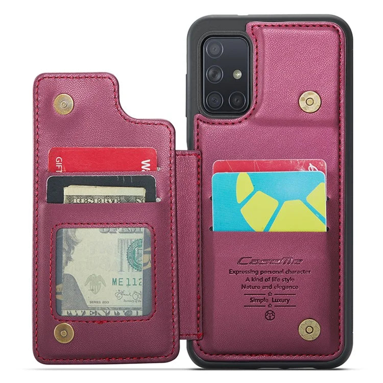 CASEME C22 Series for Samsung Galaxy A51 4G SM-A515 Case Kickstand Phone Cover with 4 Card Slots