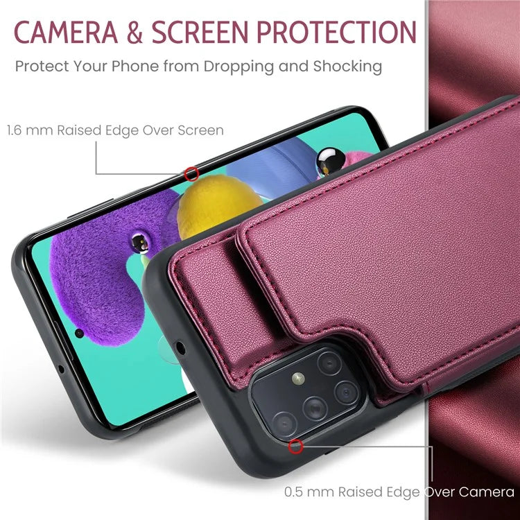 CASEME C22 Series for Samsung Galaxy A51 4G SM-A515 Case Kickstand Phone Cover with 4 Card Slots