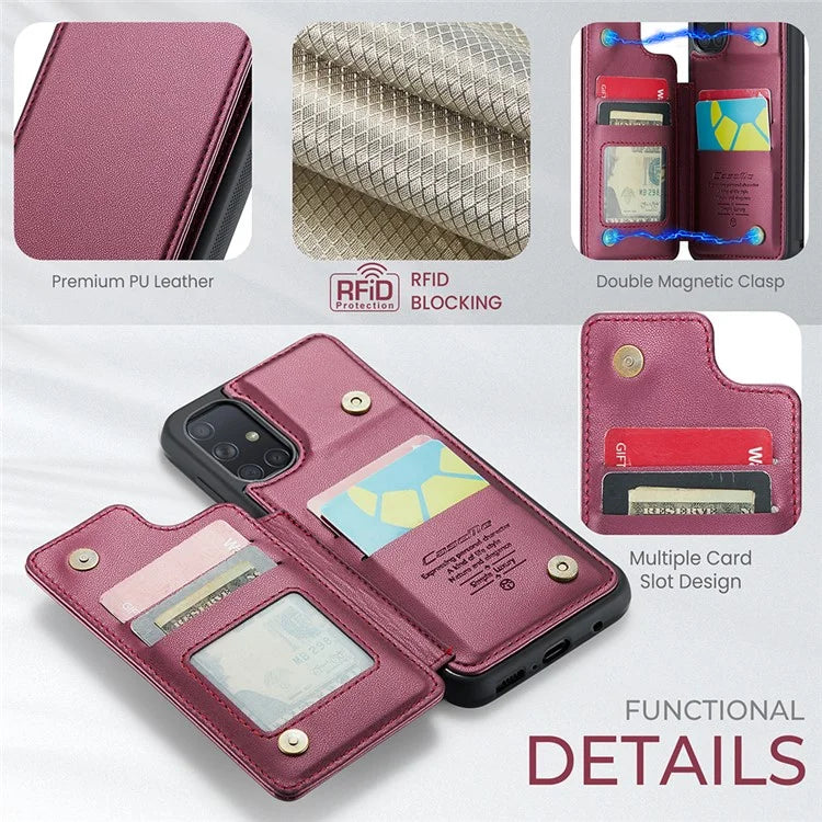 CASEME C22 Series for Samsung Galaxy A51 4G SM-A515 Case Kickstand Phone Cover with 4 Card Slots