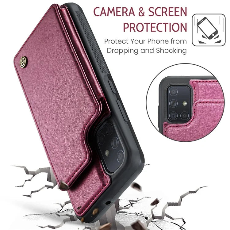 CASEME C22 Series for Samsung Galaxy A51 4G SM-A515 Case Kickstand Phone Cover with 4 Card Slots
