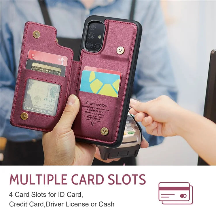 CASEME C22 Series for Samsung Galaxy A51 4G SM-A515 Case Kickstand Phone Cover with 4 Card Slots