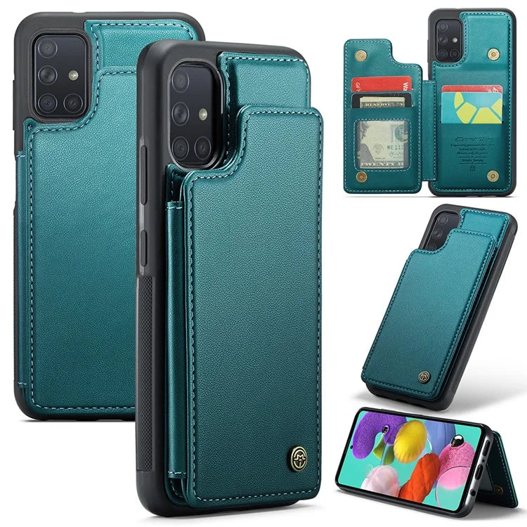 CASEME C22 Series for Samsung Galaxy A51 4G SM-A515 Case Kickstand Phone Cover with 4 Card Slots