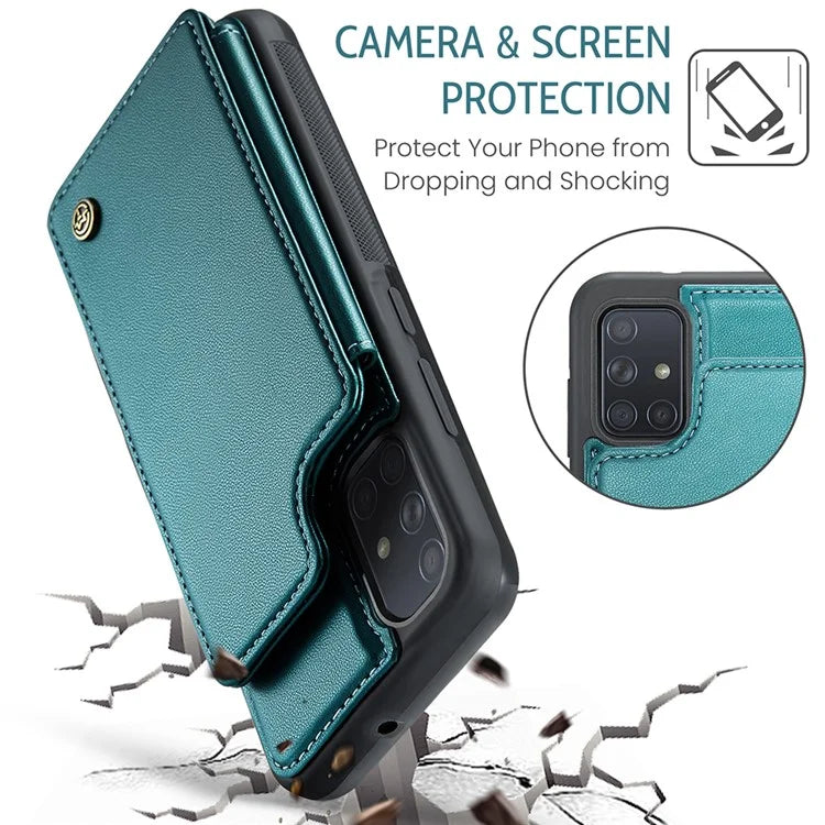 CASEME C22 Series for Samsung Galaxy A51 4G SM-A515 Case Kickstand Phone Cover with 4 Card Slots