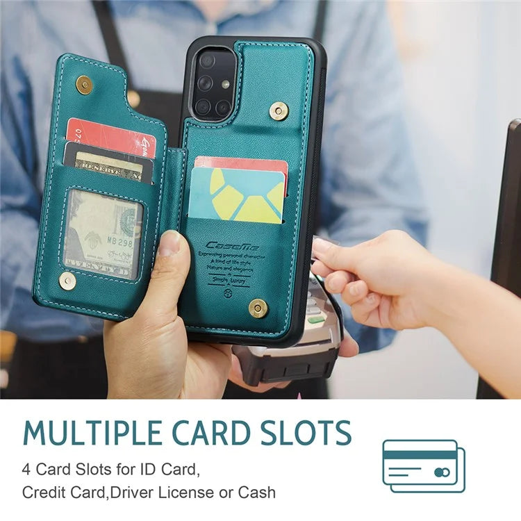 CASEME C22 Series for Samsung Galaxy A51 4G SM-A515 Case Kickstand Phone Cover with 4 Card Slots