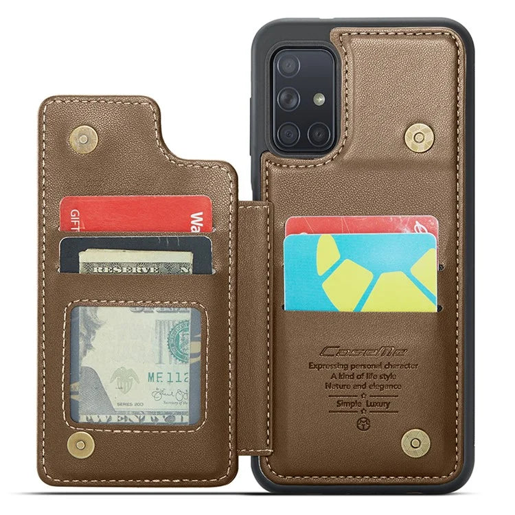 CASEME C22 Series for Samsung Galaxy A51 4G SM-A515 Case Kickstand Phone Cover with 4 Card Slots