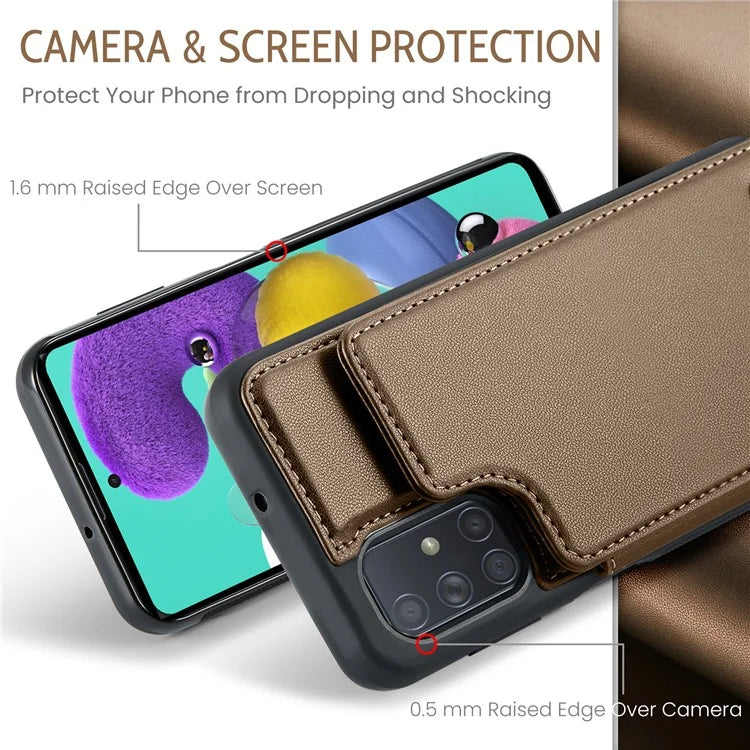 CASEME C22 Series for Samsung Galaxy A51 4G SM-A515 Case Kickstand Phone Cover with 4 Card Slots