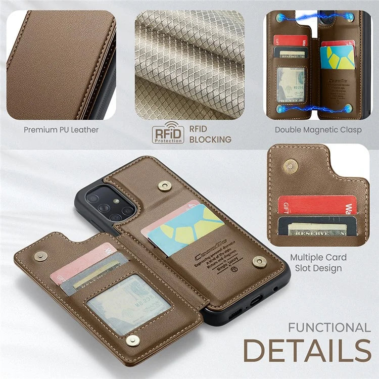 CASEME C22 Series for Samsung Galaxy A51 4G SM-A515 Case Kickstand Phone Cover with 4 Card Slots