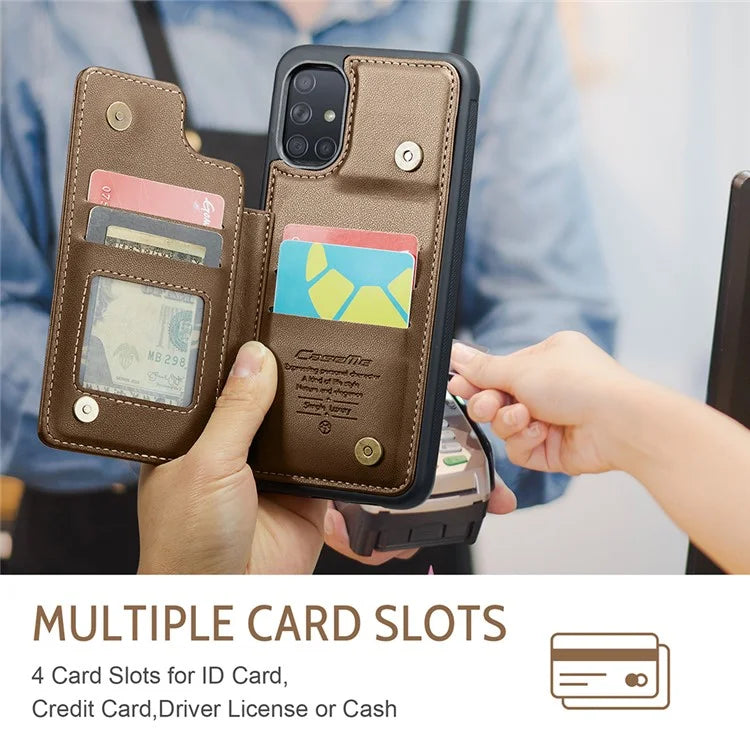 CASEME C22 Series for Samsung Galaxy A51 4G SM-A515 Case Kickstand Phone Cover with 4 Card Slots