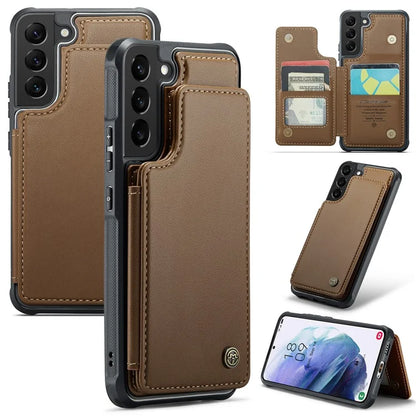 CASEME C22 Series for Samsung Galaxy S21 5G / 4G Case Card Slots RFID Blocking Phone Cover