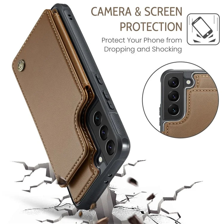 CASEME C22 Series for Samsung Galaxy S21 5G / 4G Case Card Slots RFID Blocking Phone Cover