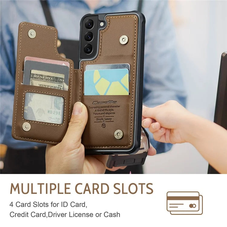 CASEME C22 Series for Samsung Galaxy S21 5G / 4G Case Card Slots RFID Blocking Phone Cover