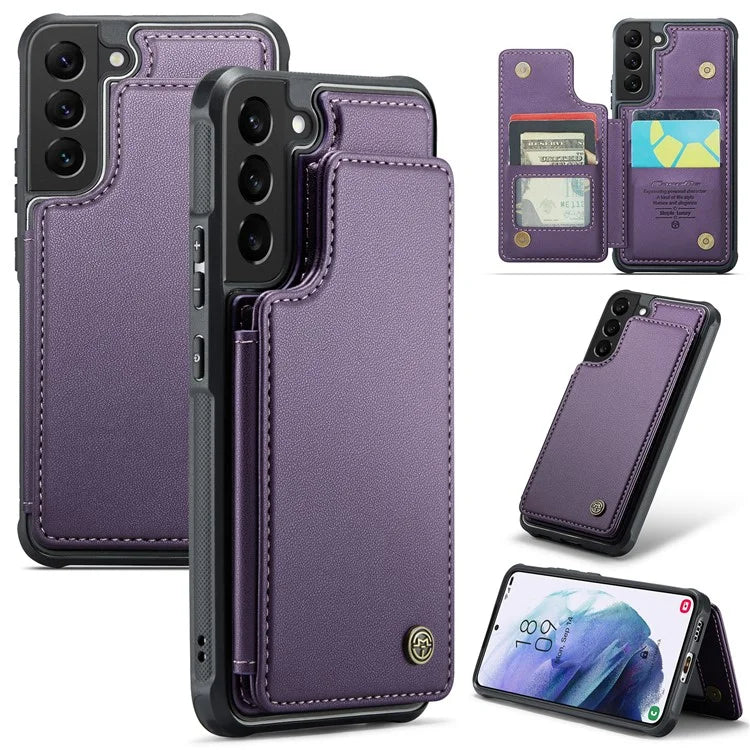CASEME C22 Series for Samsung Galaxy S21 5G / 4G Case Card Slots RFID Blocking Phone Cover