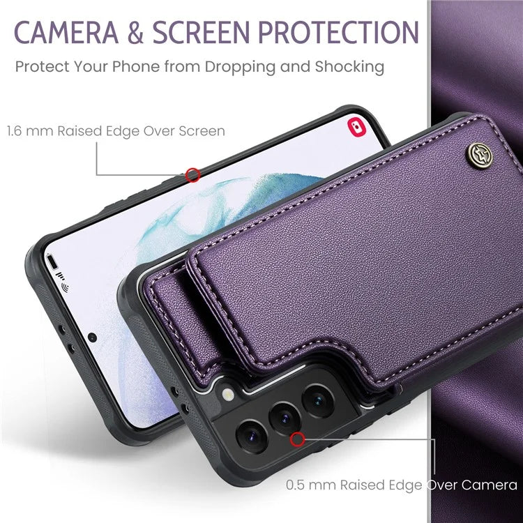 CASEME C22 Series for Samsung Galaxy S21 5G / 4G Case Card Slots RFID Blocking Phone Cover