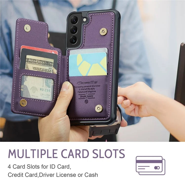 CASEME C22 Series for Samsung Galaxy S21 5G / 4G Case Card Slots RFID Blocking Phone Cover