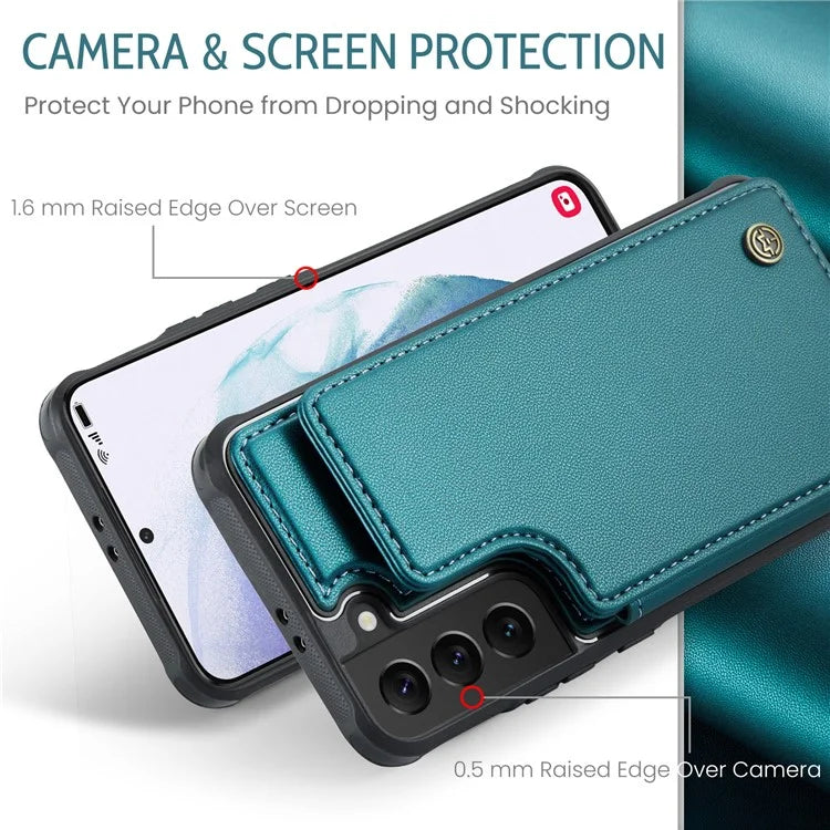 CASEME C22 Series for Samsung Galaxy S21 5G / 4G Case Card Slots RFID Blocking Phone Cover