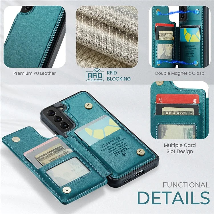 CASEME C22 Series for Samsung Galaxy S21 5G / 4G Case Card Slots RFID Blocking Phone Cover