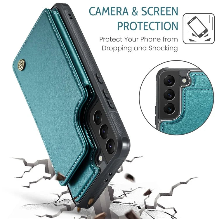 CASEME C22 Series for Samsung Galaxy S21 5G / 4G Case Card Slots RFID Blocking Phone Cover