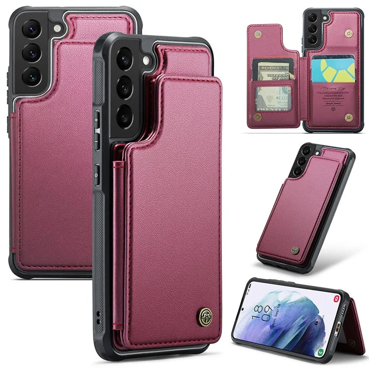 CASEME C22 Series for Samsung Galaxy S21 5G / 4G Case Card Slots RFID Blocking Phone Cover