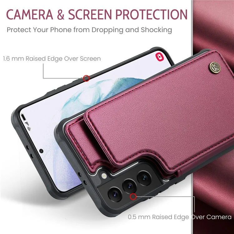 CASEME C22 Series for Samsung Galaxy S21 5G / 4G Case Card Slots RFID Blocking Phone Cover