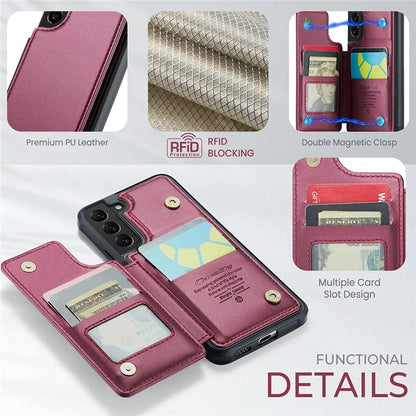 CASEME C22 Series for Samsung Galaxy S21 5G / 4G Case Card Slots RFID Blocking Phone Cover