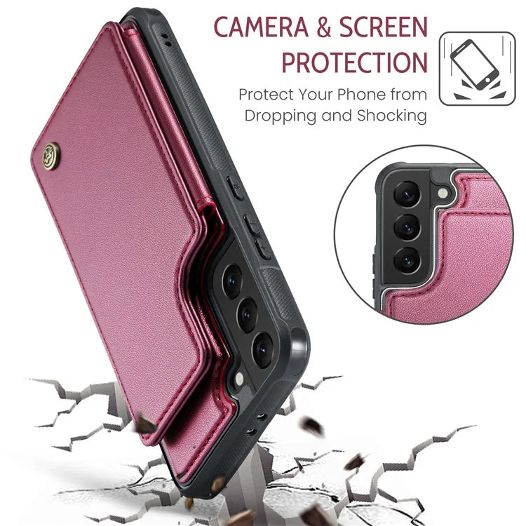 CASEME C22 Series for Samsung Galaxy S21 5G / 4G Case Card Slots RFID Blocking Phone Cover