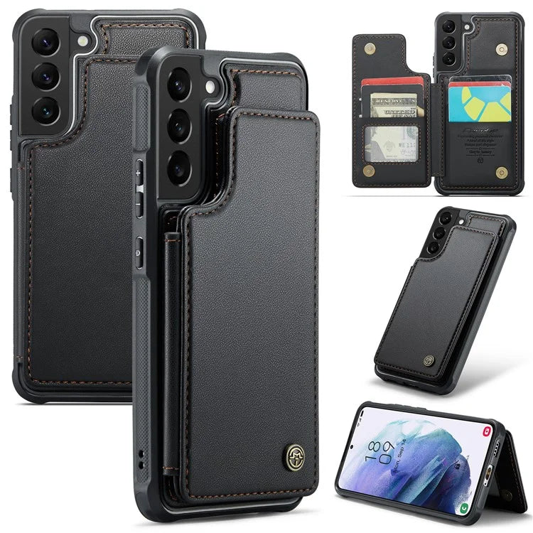 CASEME C22 Series for Samsung Galaxy S21 5G / 4G Case Card Slots RFID Blocking Phone Cover