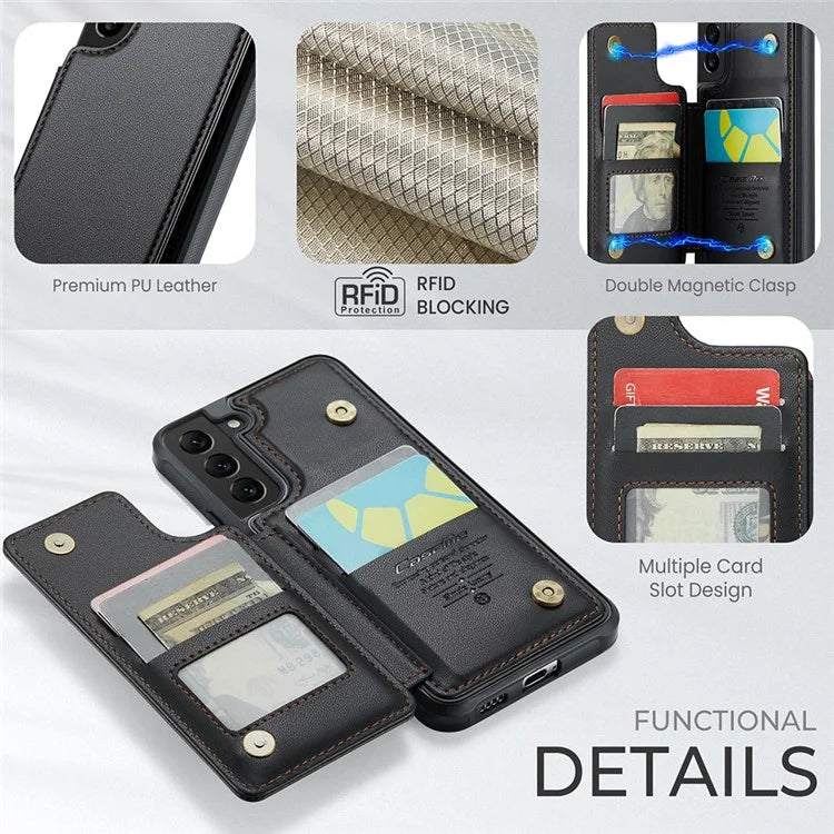CASEME C22 Series for Samsung Galaxy S21 5G / 4G Case Card Slots RFID Blocking Phone Cover