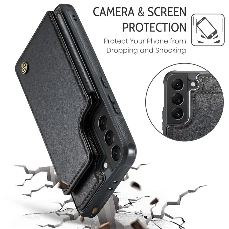 CASEME C22 Series for Samsung Galaxy S21 5G / 4G Case Card Slots RFID Blocking Phone Cover