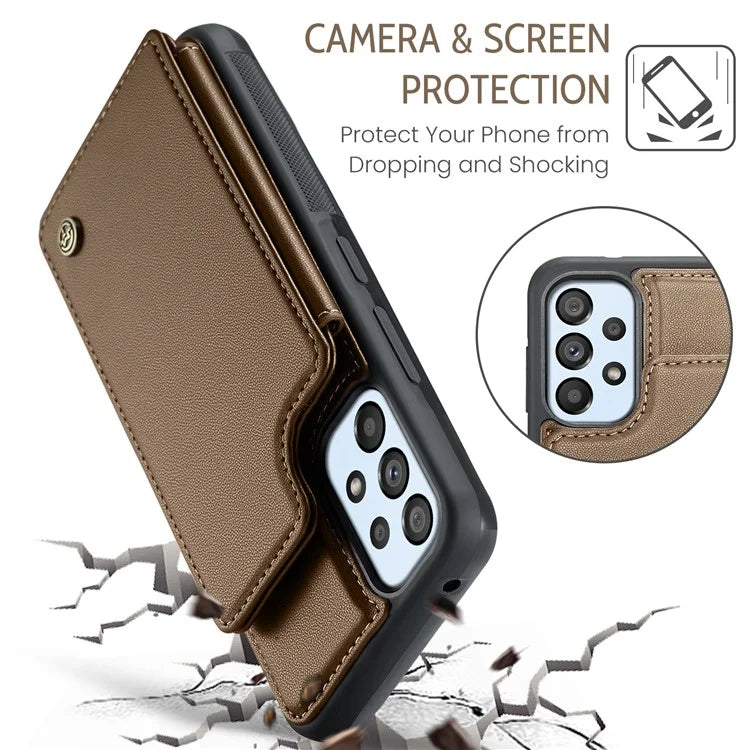 CASEME C22 Series for Samsung Galaxy A53 5G Case RFID Blocking 5 Card Slots Glossy Phone Cover