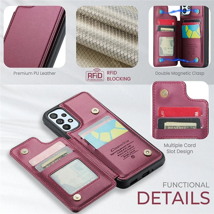 CASEME C22 Series for Samsung Galaxy A53 5G Case RFID Blocking 5 Card Slots Glossy Phone Cover