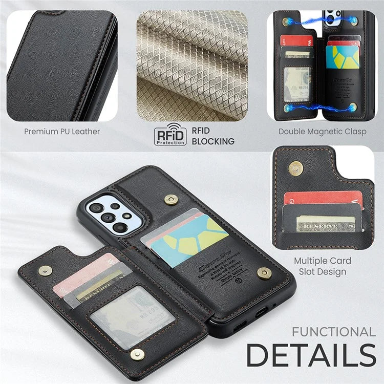 CASEME C22 Series for Samsung Galaxy A53 5G Case RFID Blocking 5 Card Slots Glossy Phone Cover