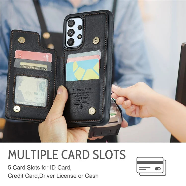 CASEME C22 Series for Samsung Galaxy A53 5G Case RFID Blocking 5 Card Slots Glossy Phone Cover