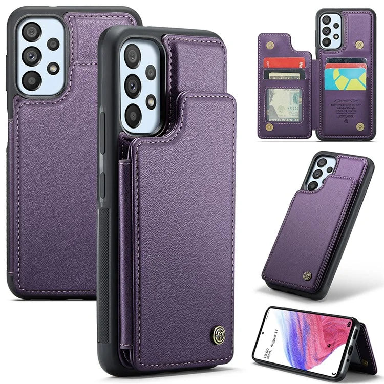 CASEME C22 Series for Samsung Galaxy A53 5G Case RFID Blocking 5 Card Slots Glossy Phone Cover