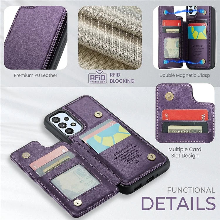 CASEME C22 Series for Samsung Galaxy A53 5G Case RFID Blocking 5 Card Slots Glossy Phone Cover