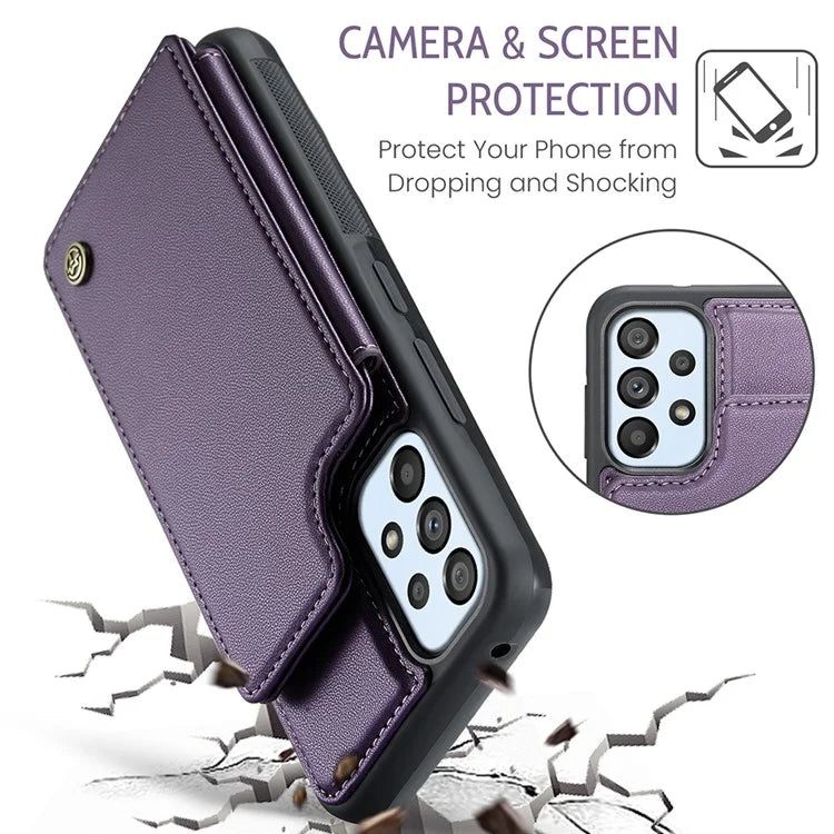 CASEME C22 Series for Samsung Galaxy A53 5G Case RFID Blocking 5 Card Slots Glossy Phone Cover