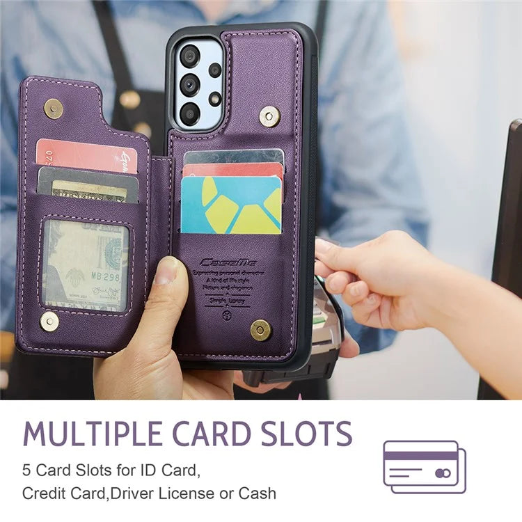 CASEME C22 Series for Samsung Galaxy A53 5G Case RFID Blocking 5 Card Slots Glossy Phone Cover