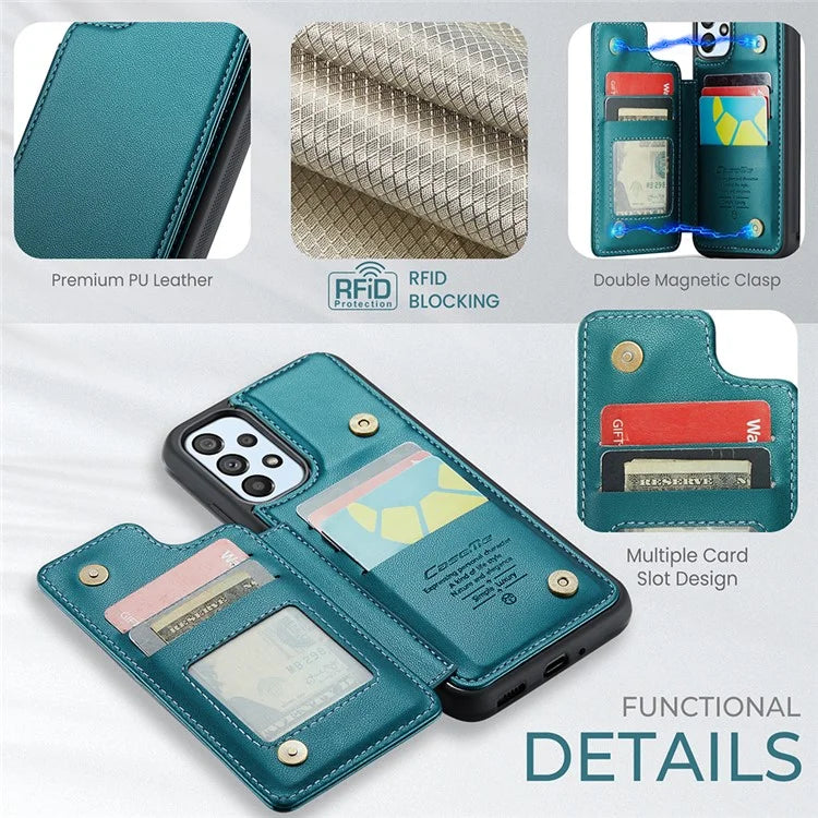 CASEME C22 Series for Samsung Galaxy A53 5G Case RFID Blocking 5 Card Slots Glossy Phone Cover