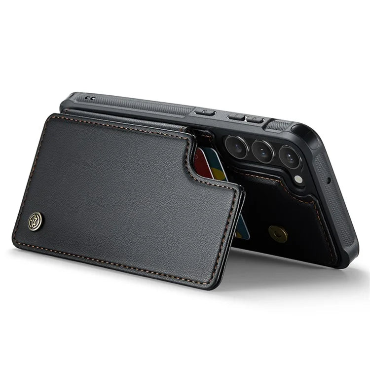 CASEME C22 Series for Samsung Galaxy S22+ 5G Kickstand Case Card Holder Litchi Texture Cover