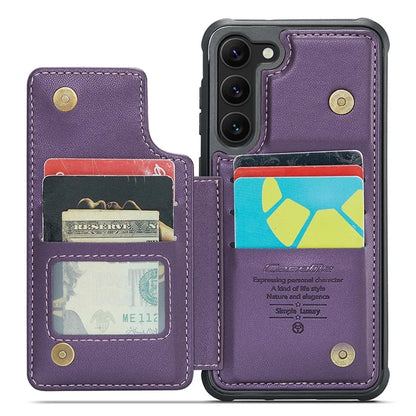 CASEME C22 Series for Samsung Galaxy S22+ 5G Kickstand Case Card Holder Litchi Texture Cover